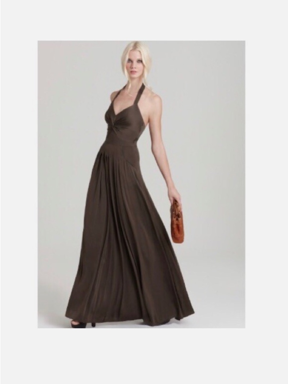 RACHEL ZOE Victoria Olive green Silk Gown Long Dress 6 original price $575